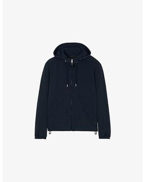 Sandro Hooded Zip-Up Shell Jacket - Blue