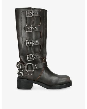 Steve Madden Rocky Leather Boots - Black