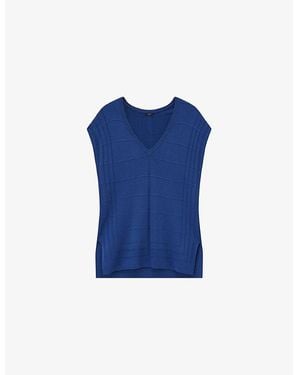 JOSEPH Grid-Knit Relaxed-Fit Viscose-Blend Top - Blue