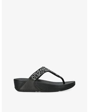 Fitflop Lulu Crystal Rhinestone-Embellished Faux-Leather Sandals - Black
