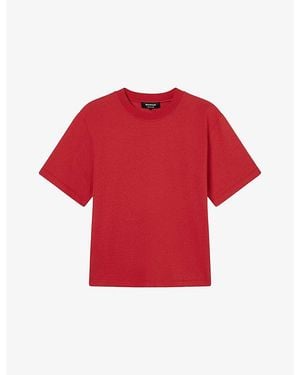 Whistles Posie Double-Trim Short-Sleeve Cotton T-Shirt - Red