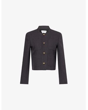 Bottega Veneta Knot-Buttons Cotton-Blend Cropped Jacket - Blue