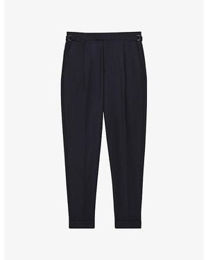 Reiss Cantwell Tapered-Leg Stretch Cotton-Blend Trousers - Blue