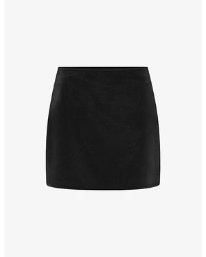 OMNES Patty A-Line Satin Mini Skirt - Black