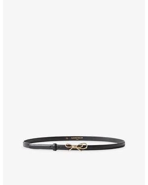 Claudie Pierlot Bow-Buckle Slim Leather Belt - White