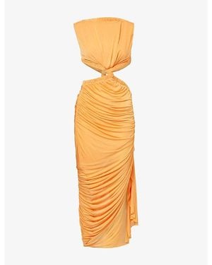 Christopher Esber Theia Separation Ruched Rayon-Blend Maxi Dress - Metallic