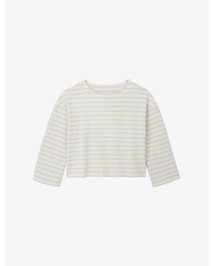 The White Company Stripe Slash Neck Stripe Cotton-Jersey Top - White