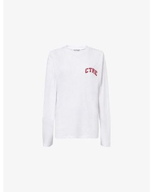 The Couture Club Logo-Print Long-Sleeve Cotton-Blend T-Shirt - White