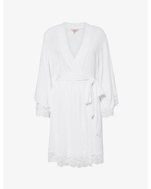Eberjey Mariana Tie-Waist Stretch-Jersey Robe - White