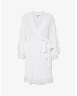 Eberjey Mariana Tie-Waist Stretch-Jersey Robe - White