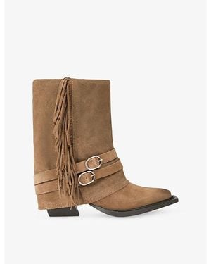 Steve Madden Hadly Suede Western Boots - Brown