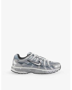 Nike P-6000 Woven And Leather Low-Top Trainers - Grey