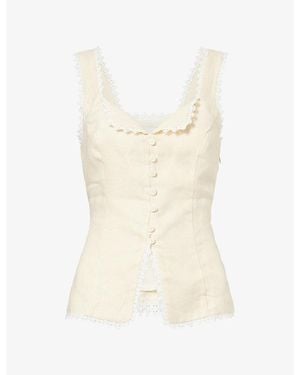 Reformation Viola Sweetheart-Neck Linen Top - Natural