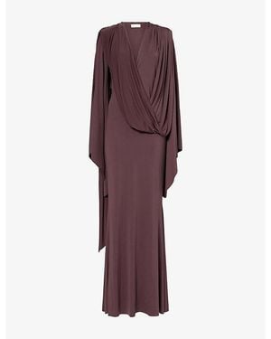 De La Vali Selva Draped Jersey Maxi Dress - Purple