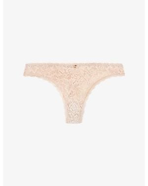 Aubade Rosessence Mid-Rise Stretch-Lace Tanga Briefs - White