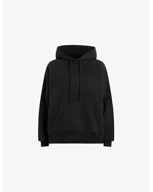AllSaints Stacks Talon Brand-Embroidered Relaxed-Fit Cotton-Jersey Hoody - Black