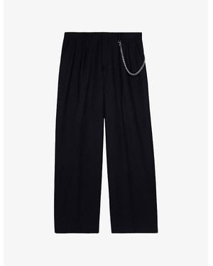 The Kooples Regular-Fit Straight-Leg Wool-Blend Trousers - Black