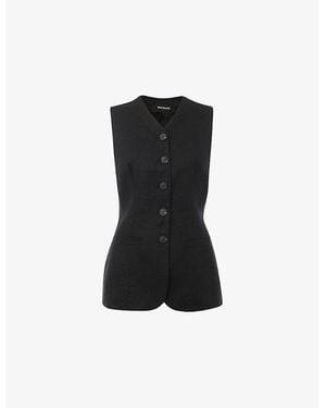 Whistles Molly V-Neck Linen Waistcoat - Black