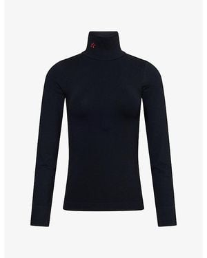 Perfect Moment Seamless Woven Thermal Top - Blue