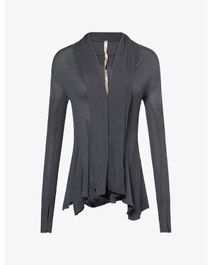 Oude Waag Fishtail-Hem Ribbed Knitted Cardigan - Blue
