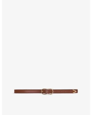 Maje Double-Buckle Leather Belt - White