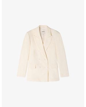 Sandro Tailored Peak-Lapel Woven Blazer - Natural