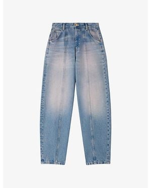 Sandro Barrel-Leg Faded Denim Jeans - Blue