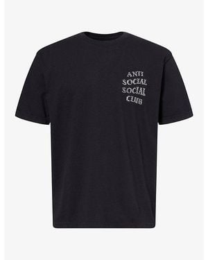 ANTI SOCIAL SOCIAL CLUB Rhinestone-Embellished Logo Cotton T-Shirt - Black