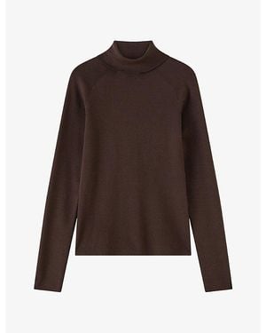 JOSEPH Lola High-Neck Slim-Fit Stretch Silk-Blend Jumper - Brown