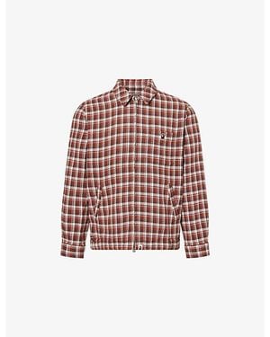 A Bathing Ape Checked Zip-Up Cotton Shirt - Red