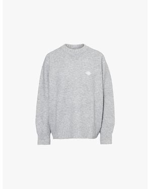 The Couture Club Relaxed-Fit Embroidered-Branding Knit Jumper - Grey