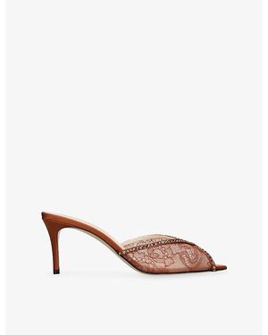 Andrea Wazen Katy 75 Lace And Satin Mules - Pink