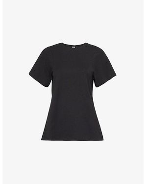 TOTEME Curved Seam Short-Sleeve Cotton-Jersey T-Shirt - Black