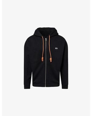 Loewe Anagram-Embroidered Cotton Hoody - Black