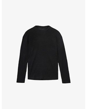 AllSaints Crew Textured-Stripe Cotton T-Shirt - Black