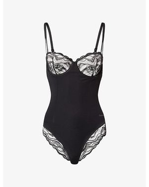 Calvin Klein Sensual Stretch Lace Shapewear Bodysuit - Black