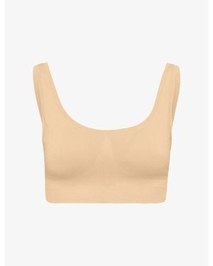Hanro Touch Feeling Padded Crop Stretch-Woven Top - White