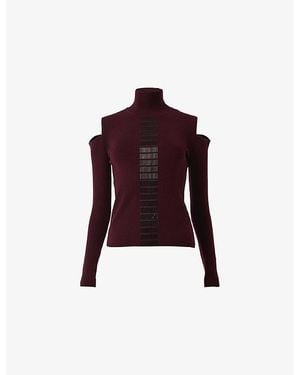 eem Baguette Embellished Knitted Top - Red