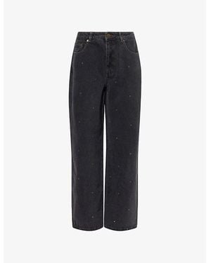 Dissh Reagan Eyelet Wide-Leg Denim Jeans - Blue