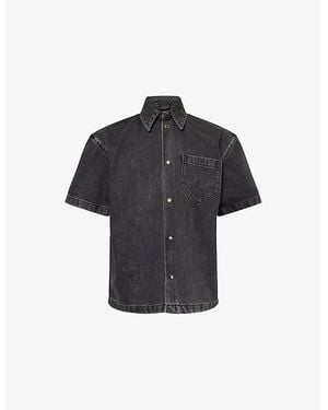 7 For All Mankind Oversized Camp Denim Shirt - Black