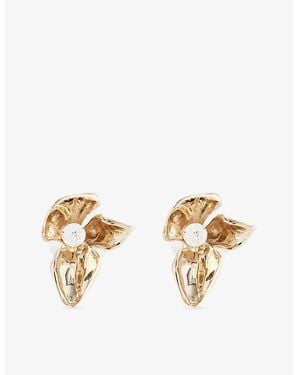 Erdem Flower Small Brass Earrings - Metallic