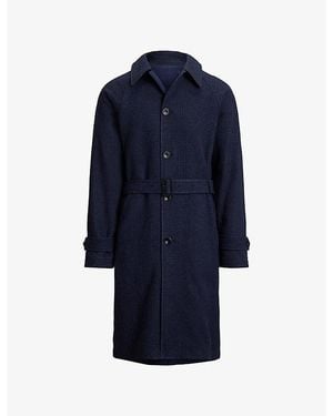 Polo Ralph Lauren Balmacaan Reversible Wool, Silk And Linen-Blend Coat - Blue