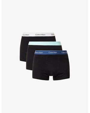 Calvin Klein Turq,Dark Denim,Wh Wbs Icon Pack Of Three Cotton-Jersey Trunks - Black