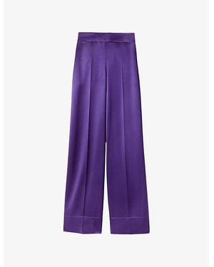 JOSEPH Dijon Wide-Leg Satin Pants - Purple