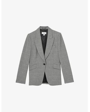 Reiss Brooklyn Checked Woven Blazer - Grey
