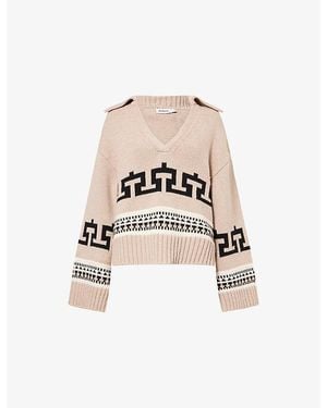 Jonathan Simkhai O'Reilly Open-Neck Collar Cashmere-Blend Jumper - Pink