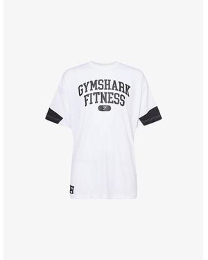 GYMSHARK Varsity Oversized Woven T-Shirt - White