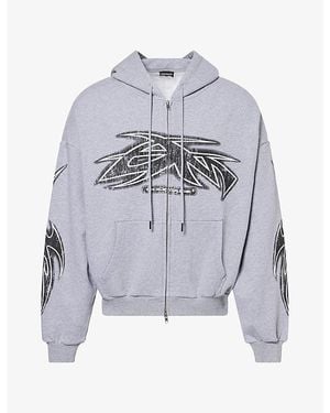 GODMADE Vivid Logo-Print Cotton Hoodie - Grey