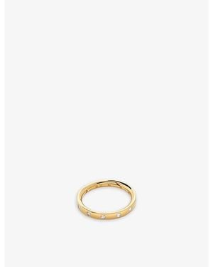 Monica Vinader Fiji Gem 18Ct-Plated Vermeil And 0.18Ct Brilliant-Cut Lab-Grown Diamond Ring - Metallic