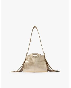 Maje Mini Leather Miss M Shoulder Bag - Natural